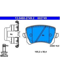 Bremsbelagsatz Hinterachse ATE 13.0460-2749.2
