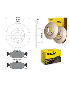Bremsscheiben PRO mit Bremsbelagsatz vorne TEXTAR 92029603 und 2054701