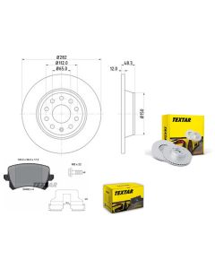 Bremsscheiben PRO mit Bremsbelagsatz hinten TEXTAR 92140803 und 2448301