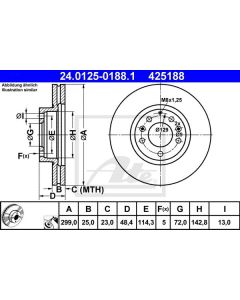 2x Bremsscheibensatz Vorne ATE 24.0125-0188.1