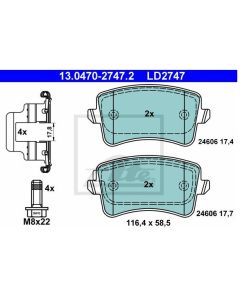 Bremsbeläge Ceramic Bremsbelagsatz Hinten ATE 13.0470-2747.2