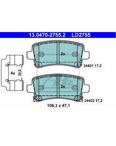 Bremsbeläge Ceramic Bremsbelagsatz Hinten ATE 13.0470-2755.2