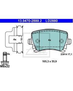 Bremsbeläge Ceramic Bremsbelagsatz Hinten ATE 13.0470-2880.2