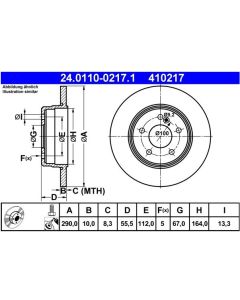 2x Bremsscheibensatz Hinterachse ATE 24.0110-0217.1