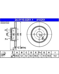 2x Bremsscheibensatz Hinterachse ATE 24.0110-0251.1