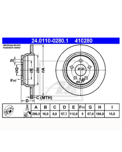 2x BREMSSCHEIBEN Ø296mm HINTEN ATE 24.0110-0280.1