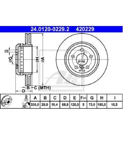 2x Bremsscheiben Ø330mm Hinten ATE 24.0120-0229.2