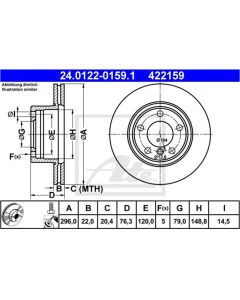 2x Bremsscheiben Ø 296mm Vorne ATE 24.0122-0159.1