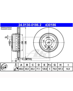 2x Bremsscheiben Ø348mm  Vorne ATE 24.0130-0186.2