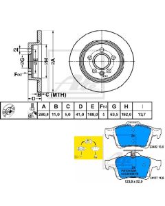 Bremsenkit SCHEIBEN u. BELÄGE Hinten ATE 24.0111-0158.1 u. 13.0470-7195.2