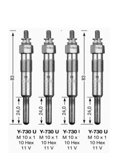 4 x Glühkerze D-POWER No 17 Y-730U Renault Rover 2.0 DI  NGK 6704