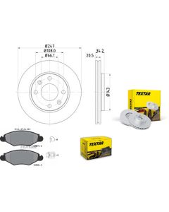 Bremsscheiben PRO mit Bremsbelagsatz vorne TEXTAR 92043103 und 2359703