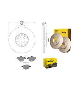 Bremsscheiben PRO mit Bremsbelagsatz vorne TEXTAR 92057603 und 2162402