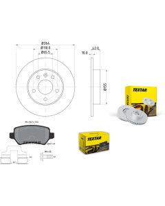 Bremsscheiben PRO mit Bremsbelagsatz hinten TEXTAR 92092103 und 2341702