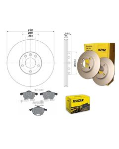 Bremsscheiben PRO mit Bremsbelagsatz vorne TEXTAR 92106105 und 2301802