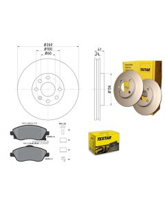Bremsscheiben PRO mit Bremsbelagsatz vorne TEXTAR 92111103 und 2322501