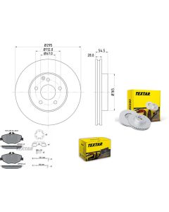 Bremsscheiben PRO mit Bremsbelagsatz vorne TEXTAR 92115203 und 2374303