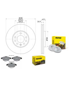 Bremsscheiben PRO mit Bremsbelagsatz vorne TEXTAR 92118703 und 2373807