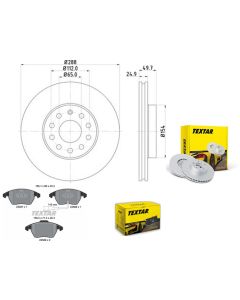 Bremsscheiben PRO mit Bremsbelagsatz vorne TEXTAR 92120805 und 2358701