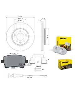 Bremsscheiben PRO mit Bremsbelagsatz hinten TEXTAR 92121403 und 2332602