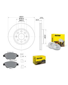 Bremsscheiben PRO mit Bremsbelagsatz vorne TEXTAR 92145703 und 2398202