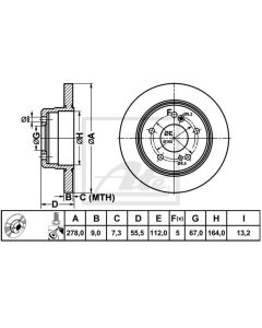 2x Bremsscheiben Ø278mm Hinten ATE 24.0109-0114.1