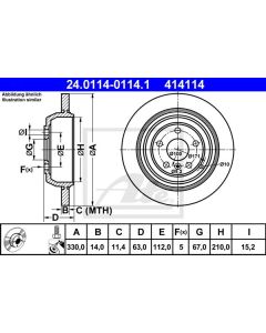 2x Bremsscheiben Ø330mm Hinten ATE 24.0114-0114.1