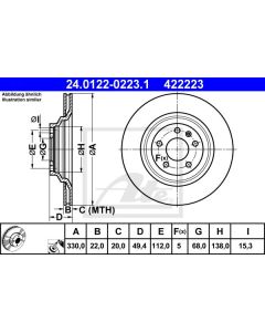 2x Bremsscheiben Ø330mm Hinten ATE 24.0122-0223.1