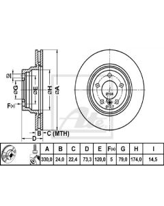 2x Bremsscheiben Ø330mm Vorne ATE 24.0124-0200.1