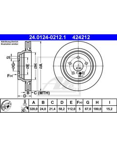 2x Bremsscheibe Set Hinterachse ATE 24.0124-0212.1