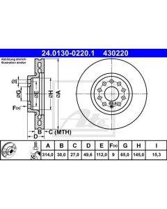 2x Bremsscheiben Ø314mm Vorne ATE 24.0130-0220.1