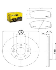 Bremsscheiben PRO mit Bremsbelagsatz vorne TEXTAR 92133903 und 2396601