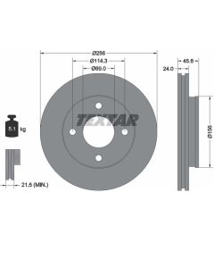 2x Bremsscheiben PRO Vorne 256mm MITSUBISHI TEXTAR 92134803